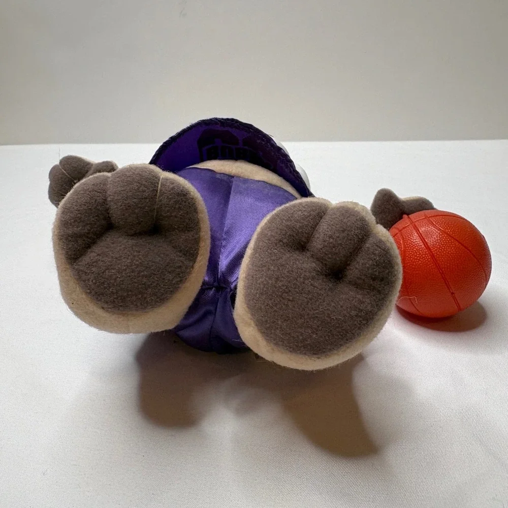 Vintage 1999 Mattel Bubba the Bear Basketball Plush Purple Jersey 82862 Arcotoys